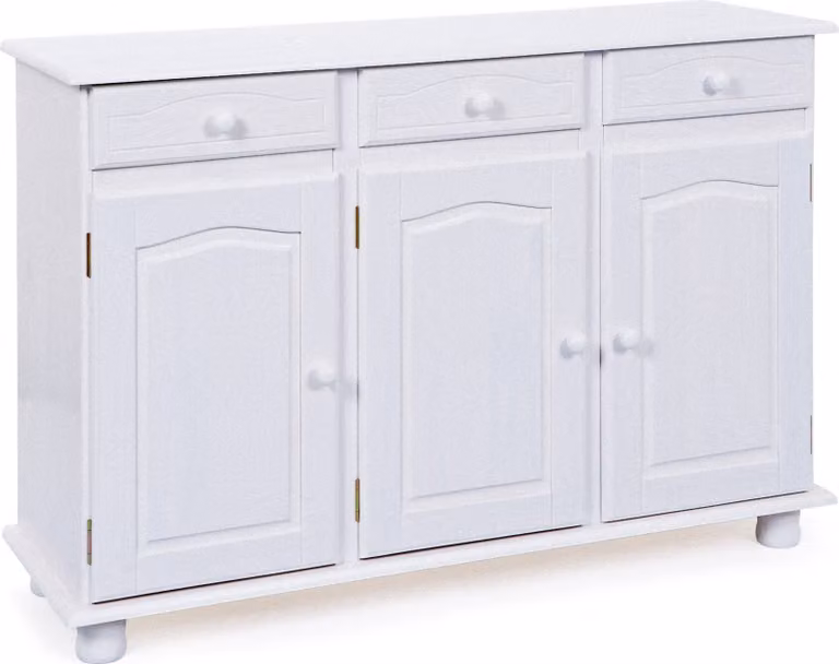 Credenza Livra 3 cassetti, 3 ante, bianco.