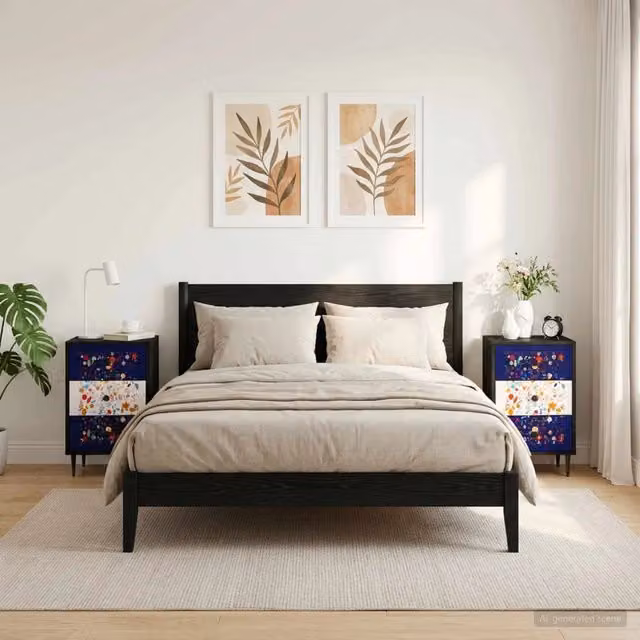 Armadio da Notte MAINZ 2 pz Rovere Nero 36 x 33 x 61 cm 8007340