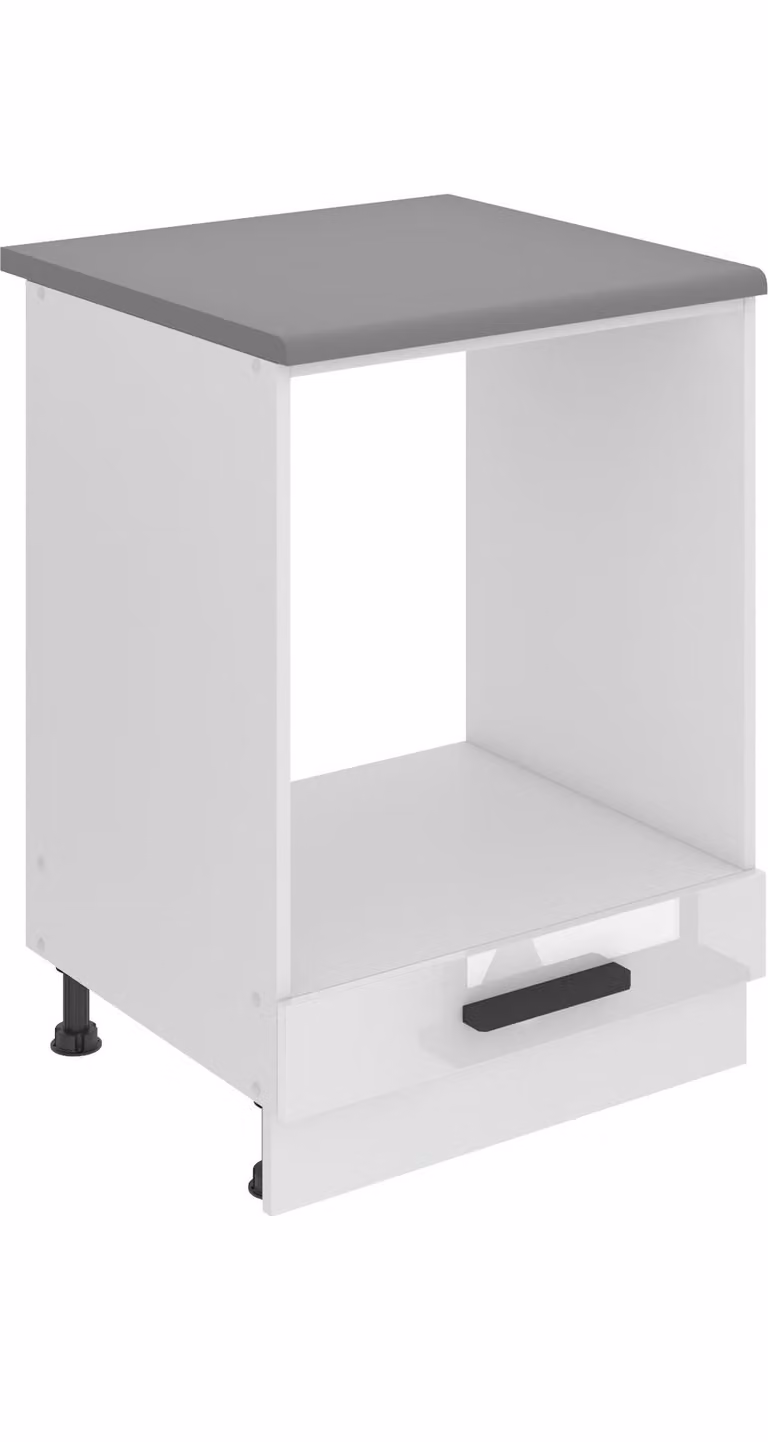 Base da cucina Belini, base da cucina larga 60 cm. Base per cucina SDP con piano di lavoro. Mobile da cucina senza anta, con cassetti, bianco lucido
