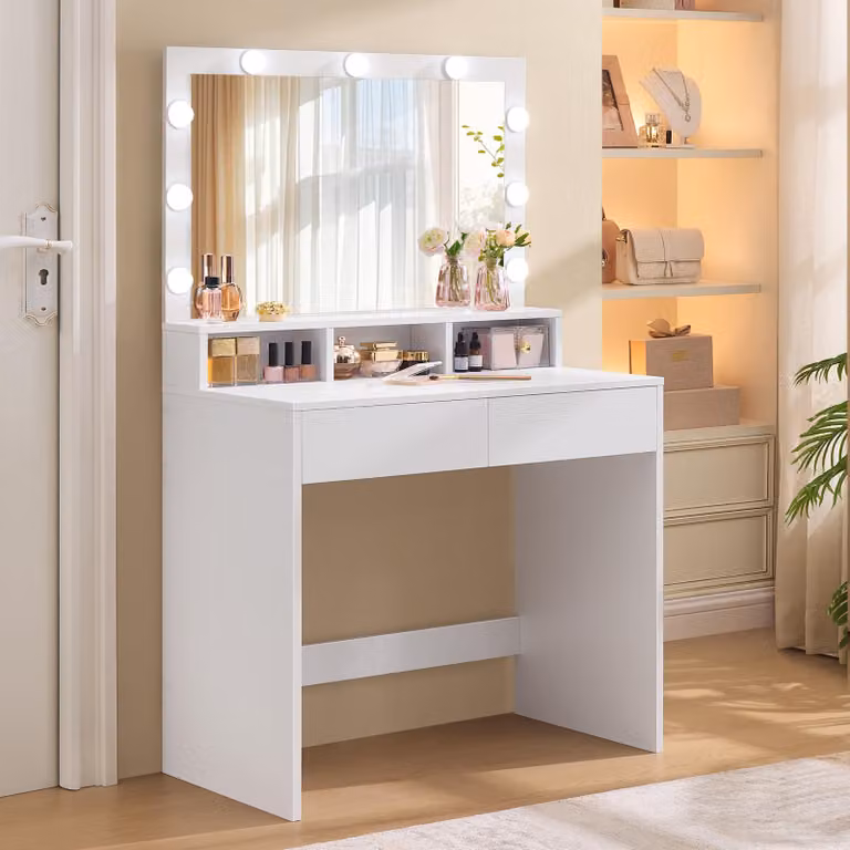 Toilette con specchio e lampadine LED 80 cm GLAMOUR