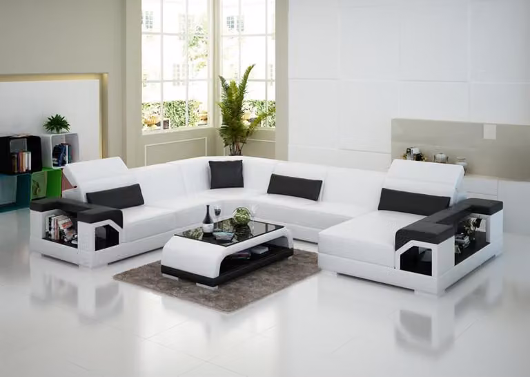 Ledersofa Couch Wohnlandschaft Ecksofa Eck Garnitur Design Modern Sofa G8014