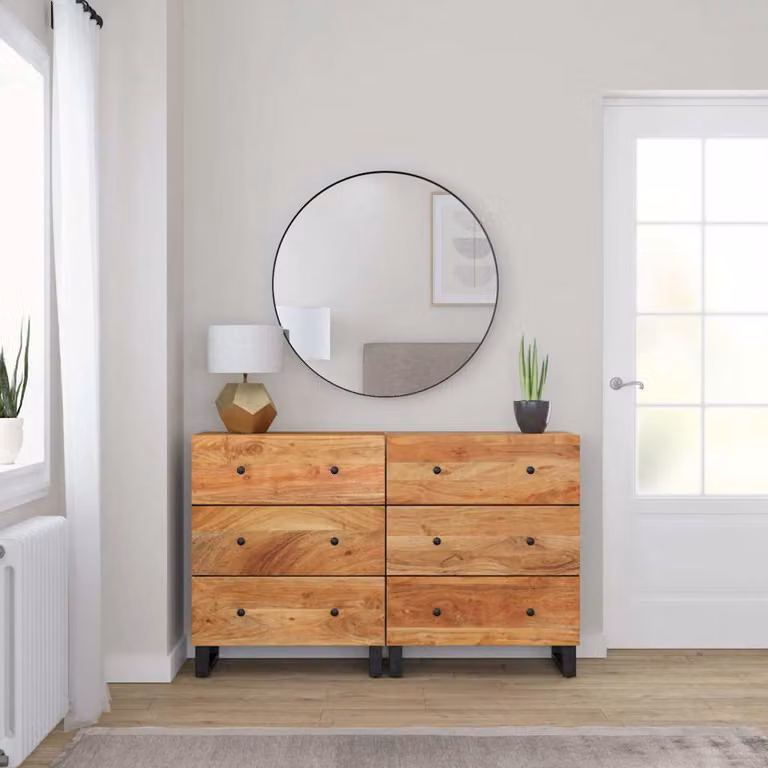 Set di 2 credenze vidaXL in legno massello di acacia marrone per soggiorno L: 60 cm, P: 33 cm, H: 75 cm