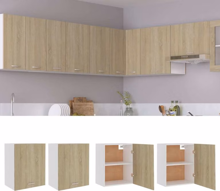 The Living Store Pensili 2 pezzi rovere Sonoma 50x31x60 cm Materiale in legno