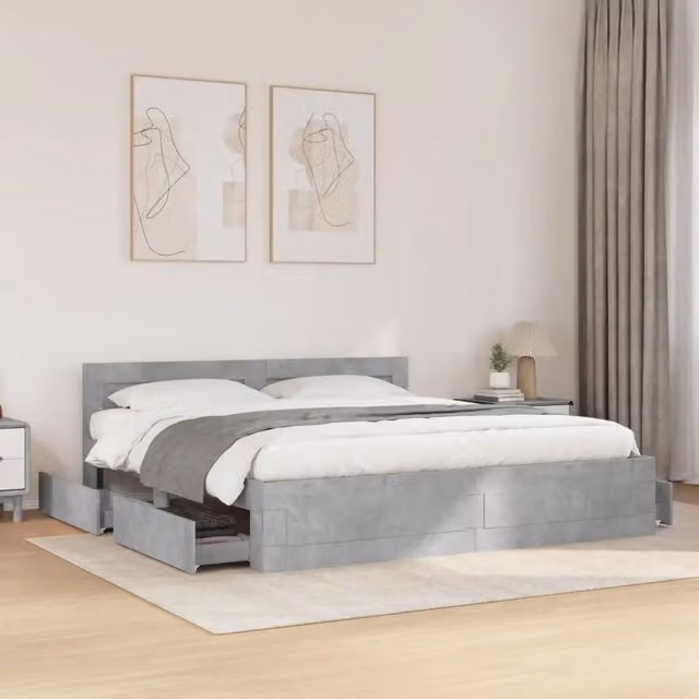 Giroletto Testiera Grigio Cemento 200x200 cm Legno Multistrato 3295537