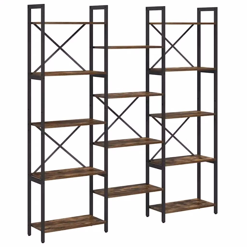 Libreria Industrial vidaXL in Legno e Metallo, Colore Marrone e Nero, L 156 x P 25 x H 167 cm – 2