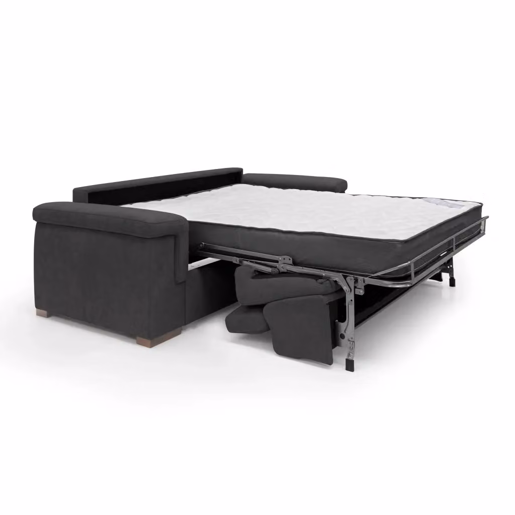Divano letto Giunone Divani.Store nero con materasso in foam L: 220 cm, P: 140 x 190 cm, H: 18 cm – 2