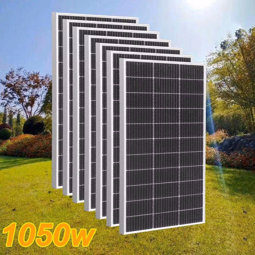 Pannello solare - Pannelli solari monocristallini - 1050W - 7 unità - Impermeabile, con vetro e alluminio