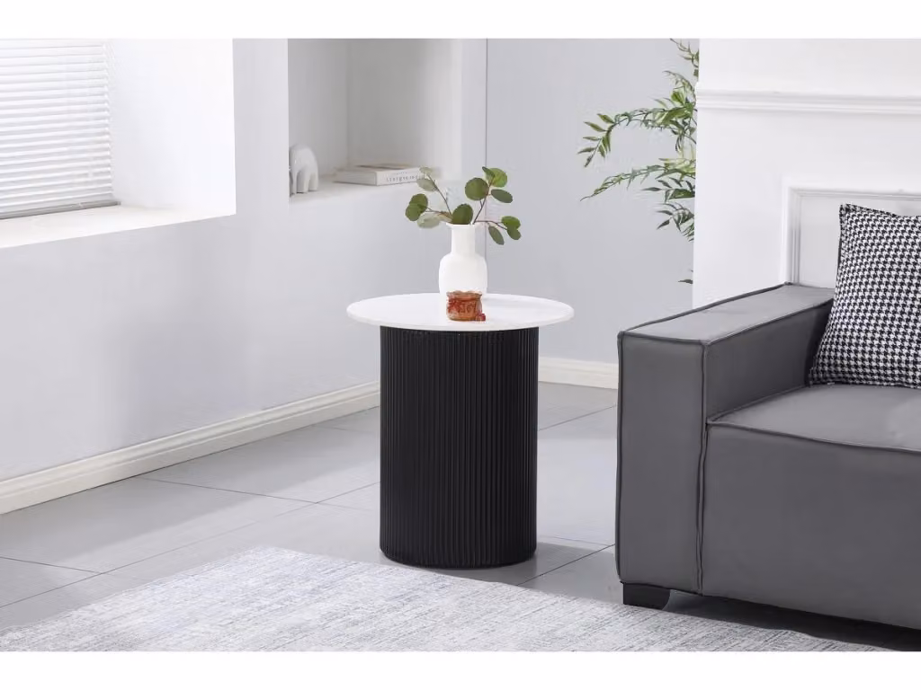 Tavolino rotondo moderno Habitat in ceramica bianca L/P/H: 40 x 40 x 55 cm – 2