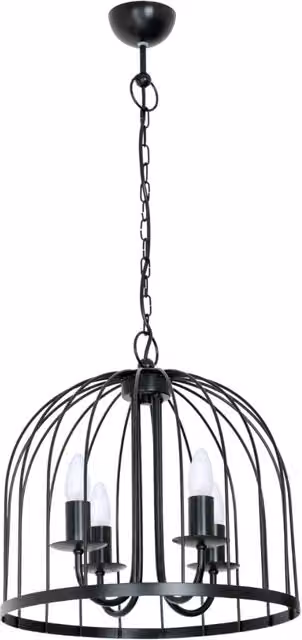 Lampadario a sospensione stile industriale Luminex in metallo nero con 4 lampadine E14