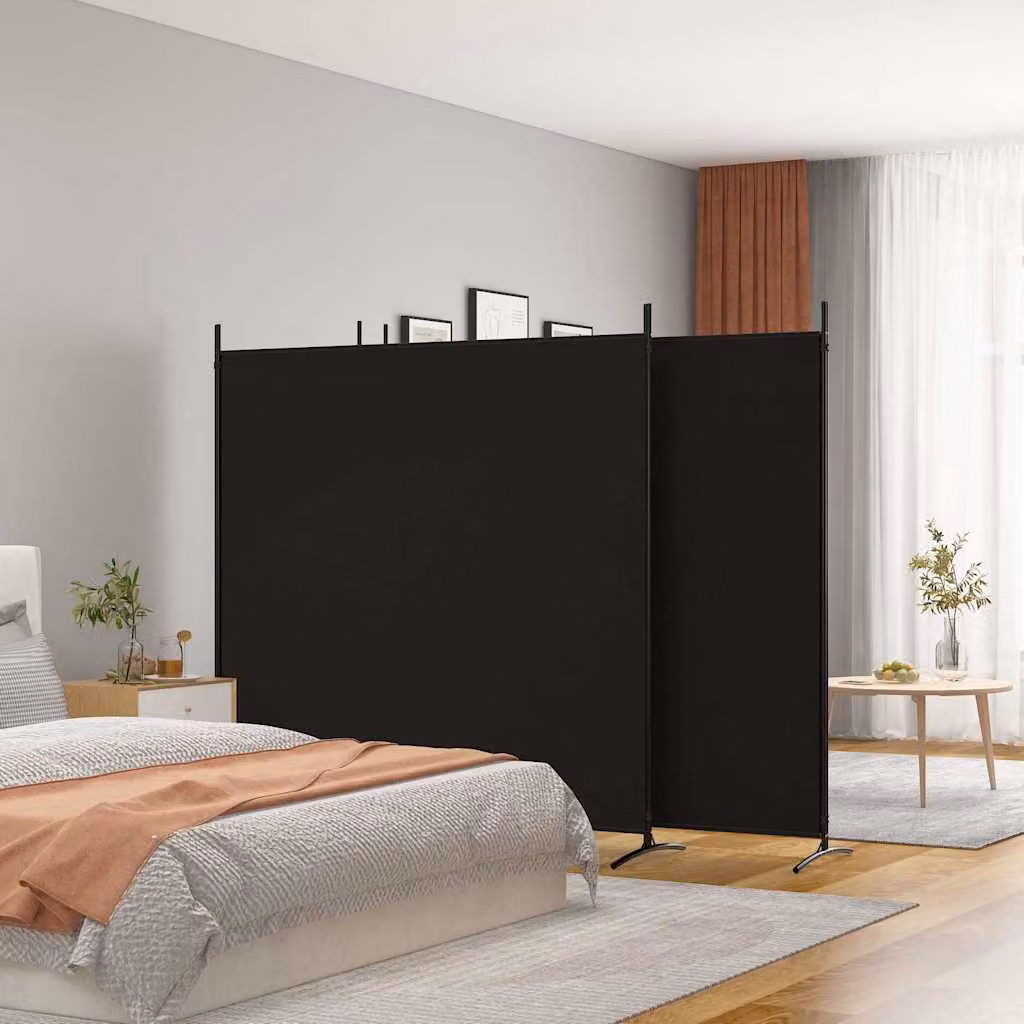 Divisorio a 4 Pannelli vidaXL Nero in Tessuto, L: 698 cm, H: 180 cm