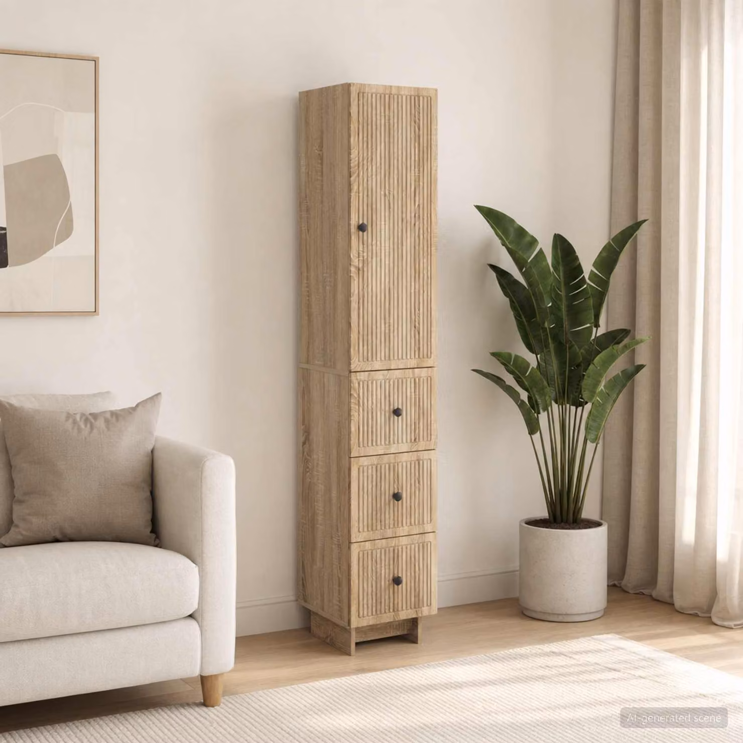 Set di 2 armadi da parete vidaXL in legno e MDF marrone e beige con cassetti e ripiani interni per soggiorno o camera da letto L/P/H: 90,0 x 34,5 x 33,0 cm