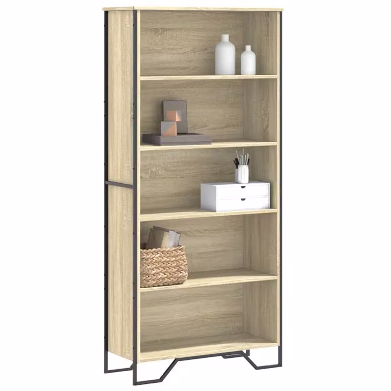Libreria vidaXL in MDF Rovere Sonoma, colore marrone, L: 80 cm, P: 31 cm, H: 169 cm