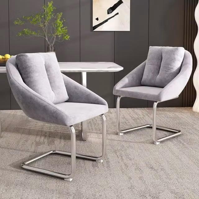 Sedia Girevole in Velluto con Cuscino ¨C MINIMAL ¨C Grigio