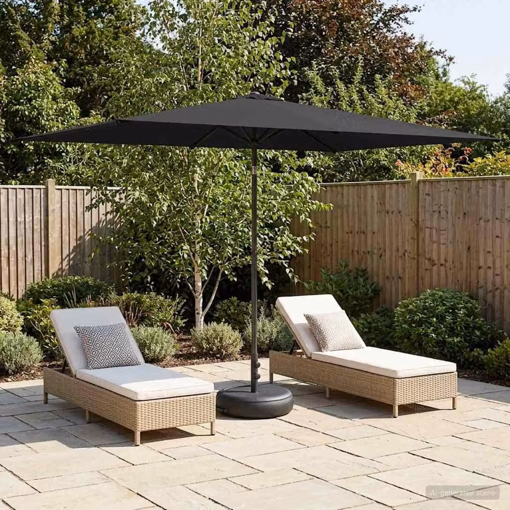 Maison Exclusive - Ombrellone da giardino con base, forma rettangolare, dimensioni 2 x 3 metri, tessuto in poliestere, colore antracite