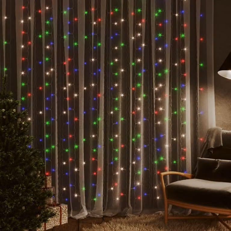 The Living Store Tenda luminosa a LED 3x3 m 300 LED Colorati 8 funzioni