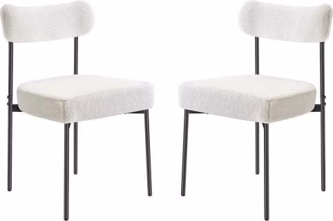 Set di 2 sedie VEVOR in stile mid-century con rivestimento in tessuto bouclé bianco e gambe in metallo nero per sala da pranzo e cucina, L: 54 cm, P: 50 cm, H: 79,5 cm