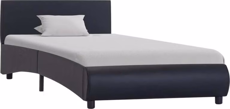 Giroletto con LED senza Materasso Nero in Pelle finta 90x200 cm