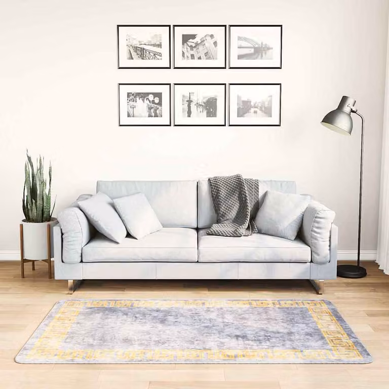 Tappeto lavabile vidaXL con design astratto moderno in poliestere, Grigio, L 80 cm x P 150 cm