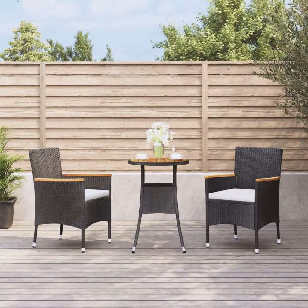 Maison Exclusive - Set da giardino in 3 pezzi con cuscini, in rattan sintetico nero