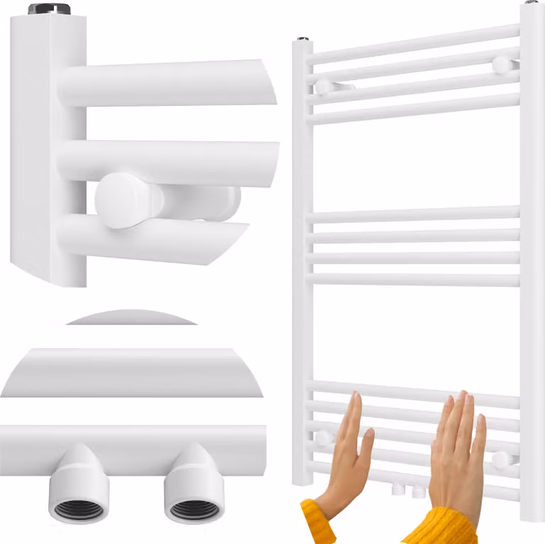 Granitan - Termoarredo bagno - Scaldasalviette 90x60 cm - Radiatore bianco - portasciugamani - RAVEN