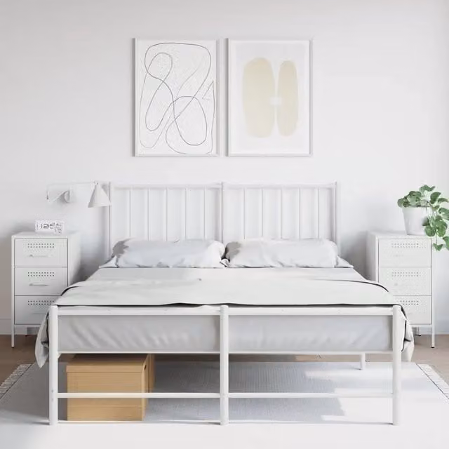 Set di 2 comodini bianchi vidaXL in metallo da appendere al muro L/P/H: 36 x 39 x 68 cm