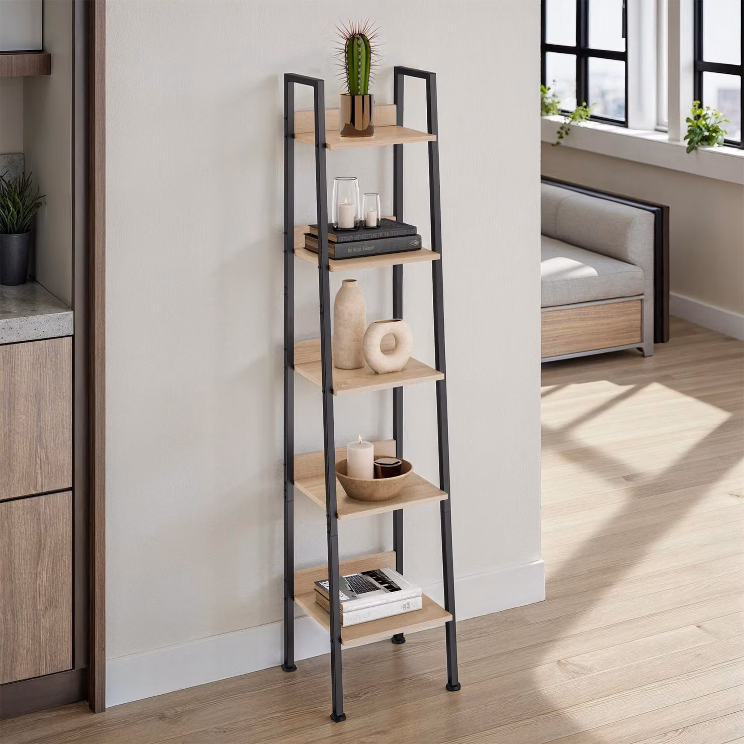 Scaffalatura Industriale Tectake in Legno Rovere Sonoma e Metallo, Marrone, L/P/H: 35,5 x 31,5 x 170,5 cm – 1