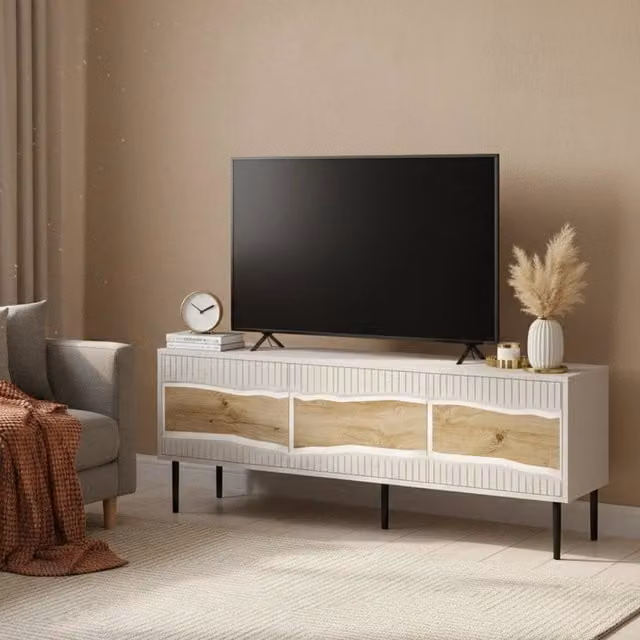 Novolin, Mobile Porta tv un Ripiano, 143.5x40x61.5h cm Beige