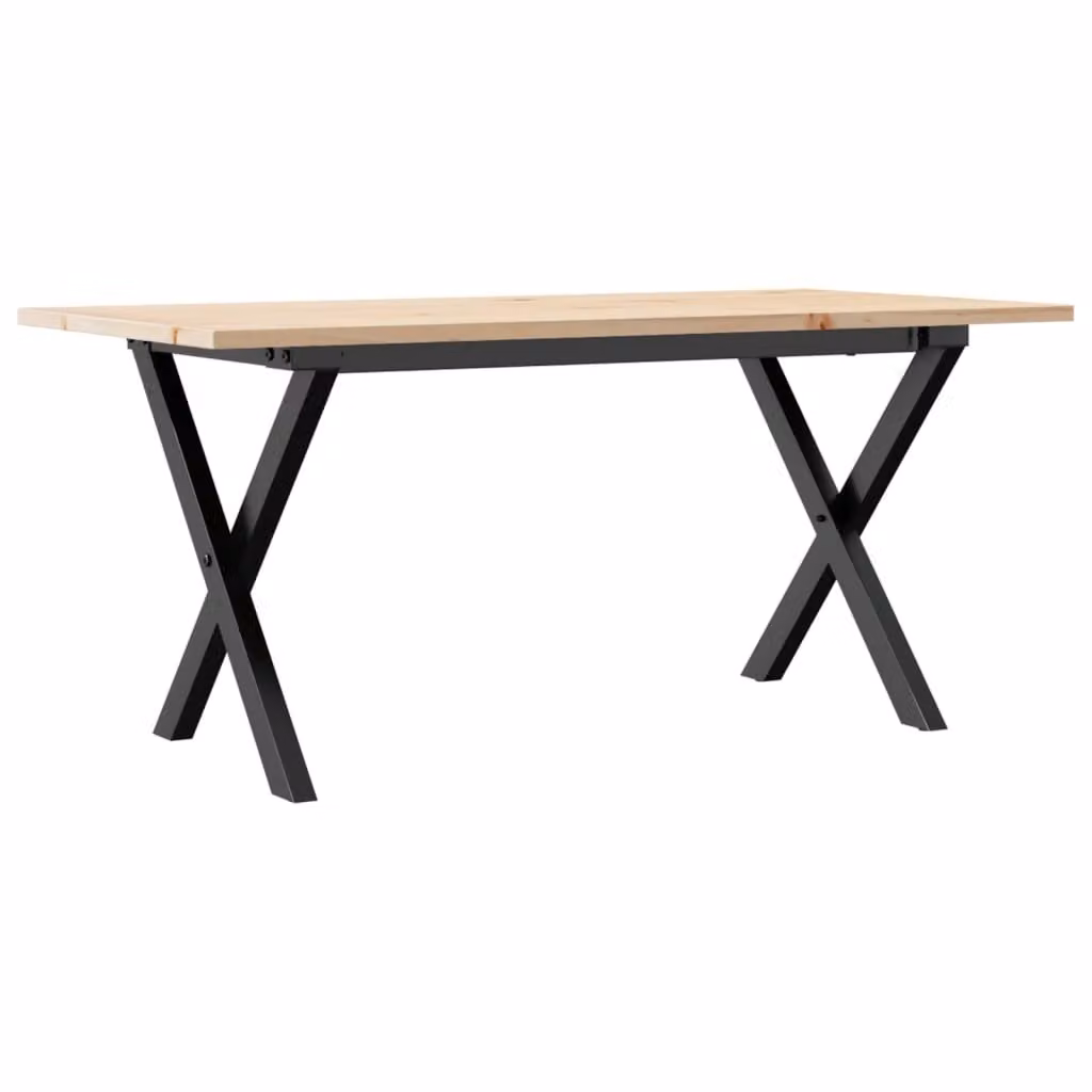 Tavolino Salotto Telaio a X 100x50x45 cm Legno Pino e Acciaio
