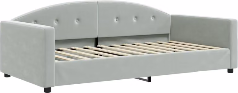 Letto da Giorno Grigio Chiaro 100x200 cm in Velluto