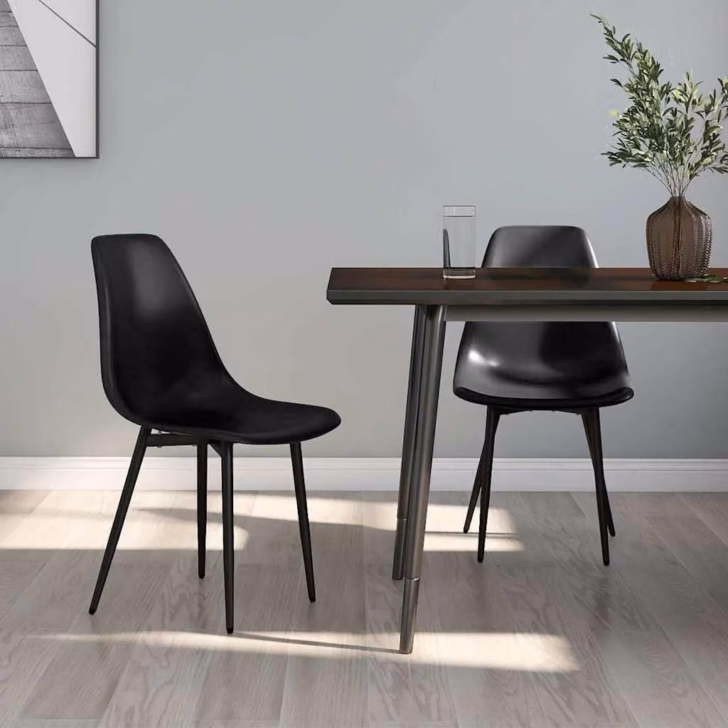 Set di 2 sedie da pranzo vidaXL in plastica e metallo nere con finitura opaca per cucina e sala da pranzo