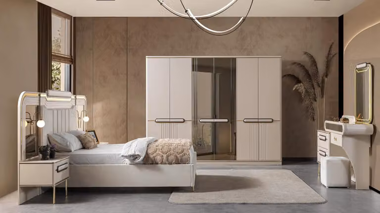 Comodino doppio, armadio, cassettiera, stile moderno, colore bianco, nuovo