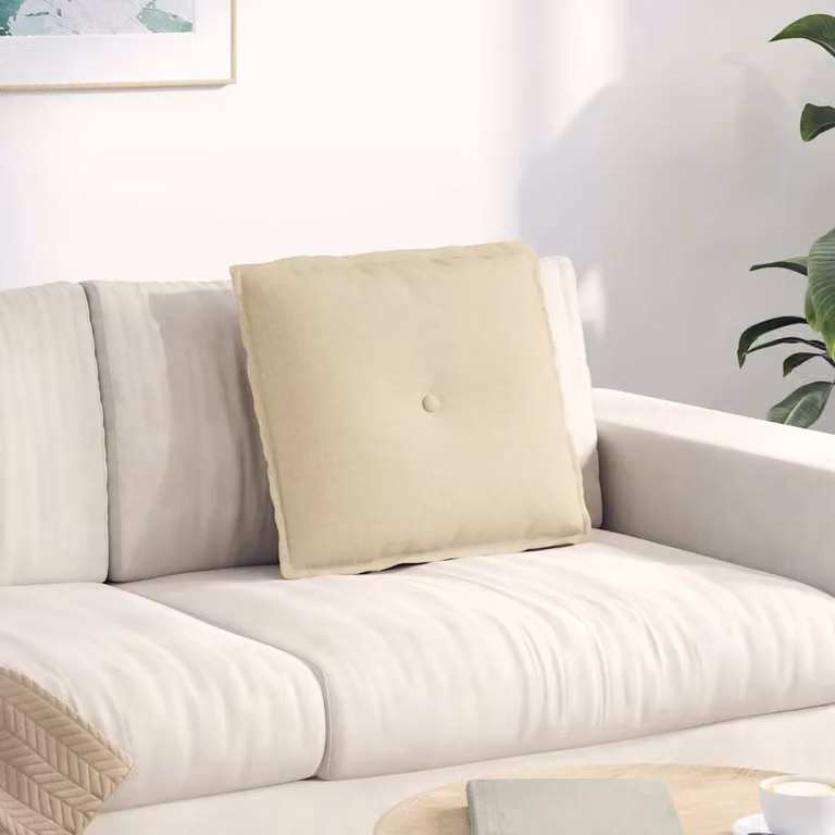 Cuscino per schiena ergonomico e sagomato vidaXL in tessuto beige, L 50 x P 19 x H 45 cm