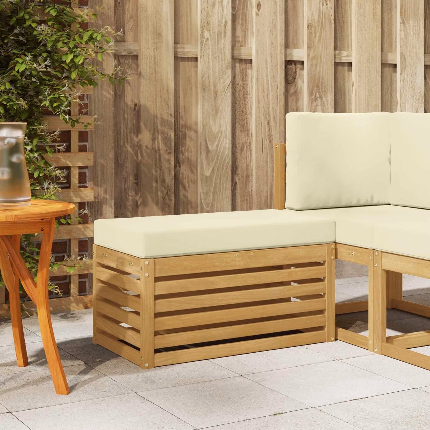 Panca da esterno moderna vidaXL in legno di acacia color beige