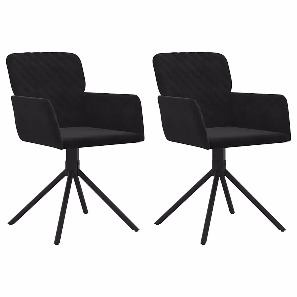 Set di 2 sedie da pranzo girevoli a 360 gradi vidaXL in velluto nero con design moderno – 2