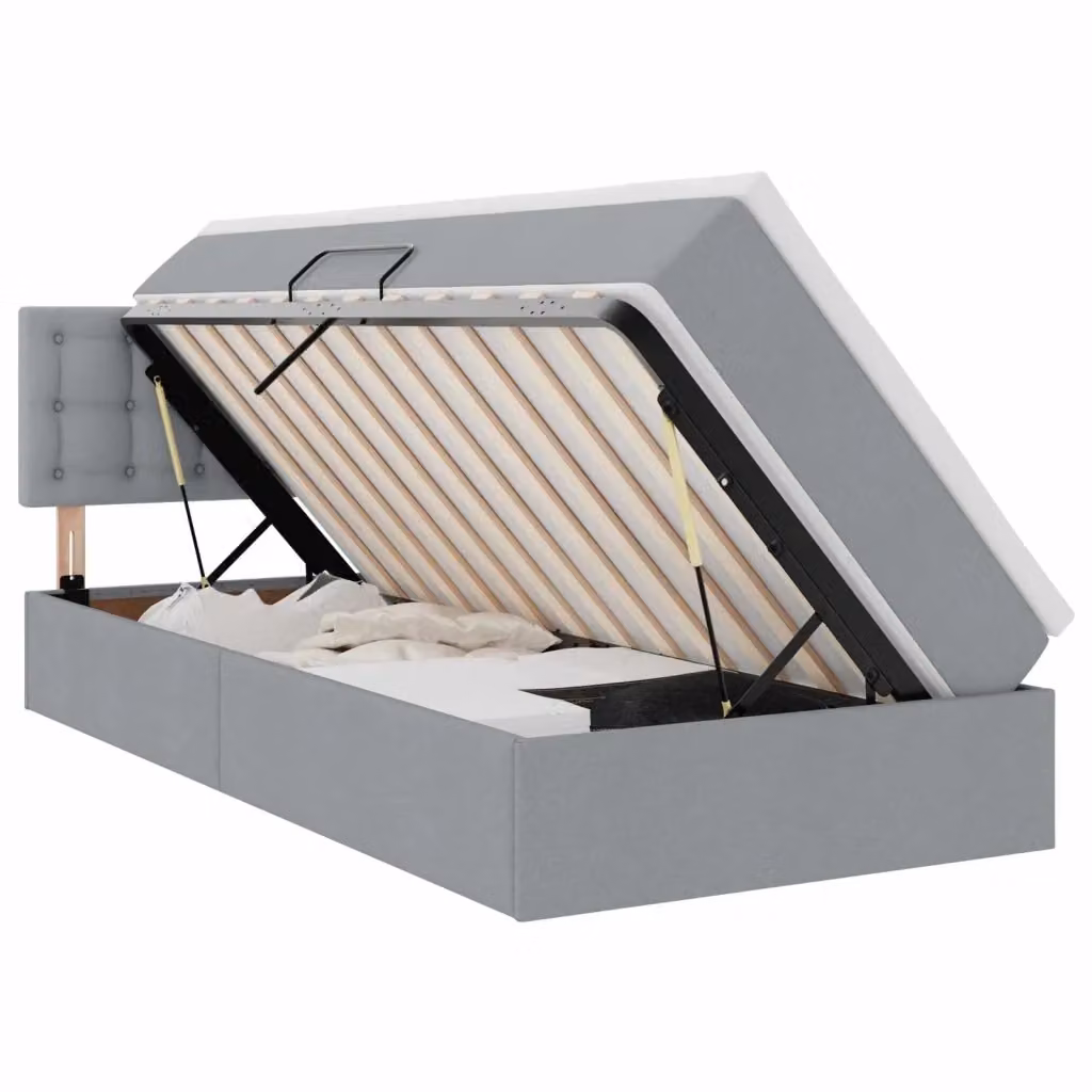 Letto con contenitore e materasso vidaXL in velluto grigio e bianco L/P/H: 190 x 90 x 88 cm – 2