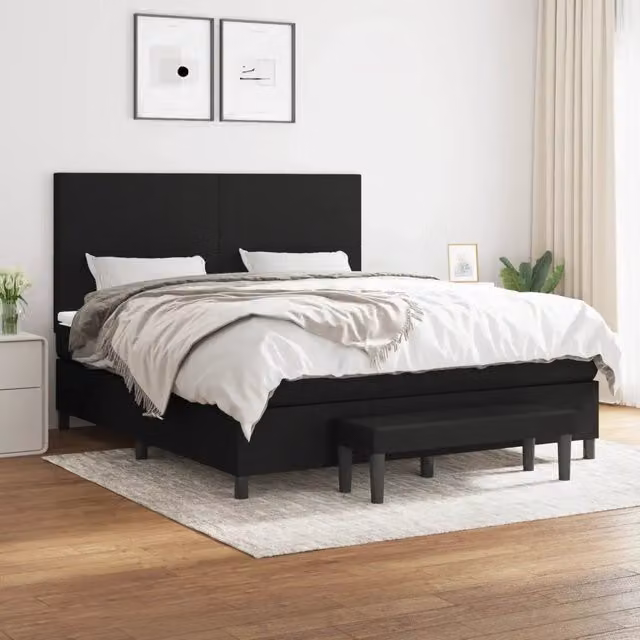 Letto Ibrido con Giroletto a Molle e Materasso vidaXL, Colore Nero e Bianco, L/P/H: 160 x 200 x 203 cm