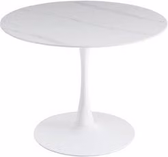 Tavolo rotondo moderno Mimosa IDROWEB con piano in ceramica bianca e base in metallo, Diametro: 100 cm, Altezza: 74 cm