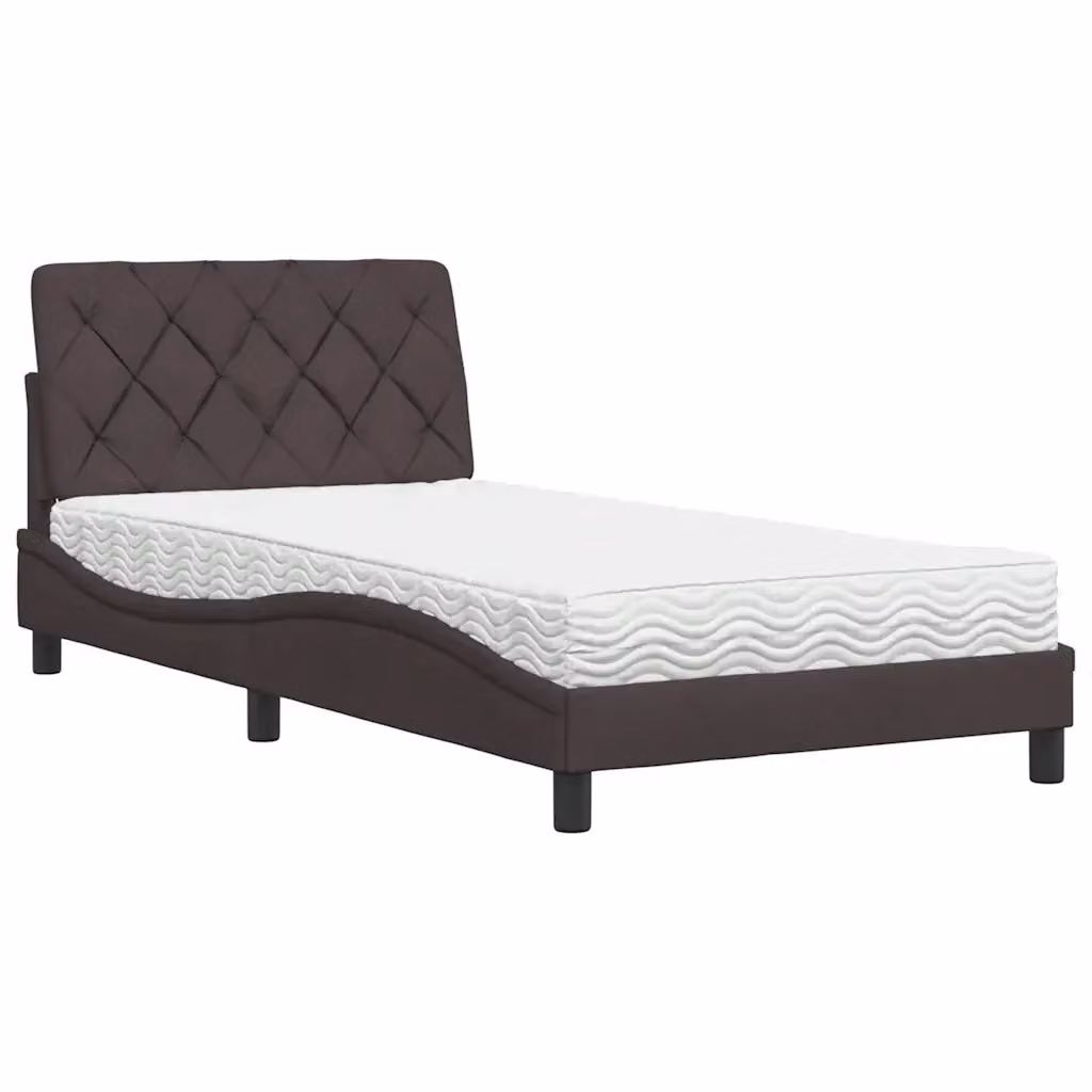 Letto moderno vidaXL con materasso in schiuma, marrone e bianco, L/P/H: 100 x 200 x 74,5 cm – 2