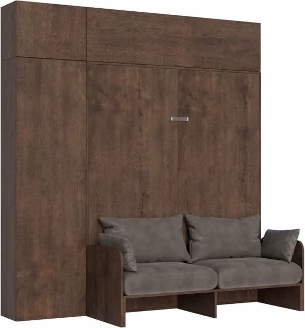 Letto matrimoniale Kentaro Itamoby colore noce con colonna e pensili – 1