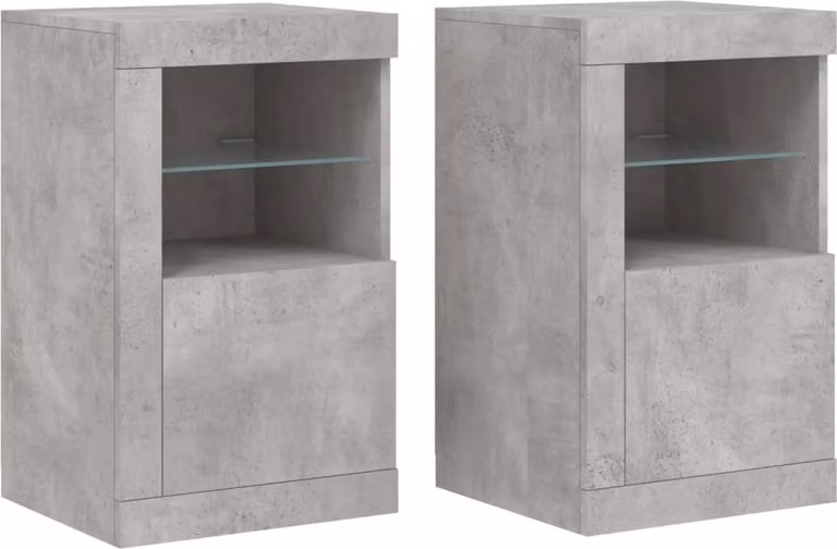 Armadietti con Luci LED 2pz Grigio Cemento in Legno Multistrato