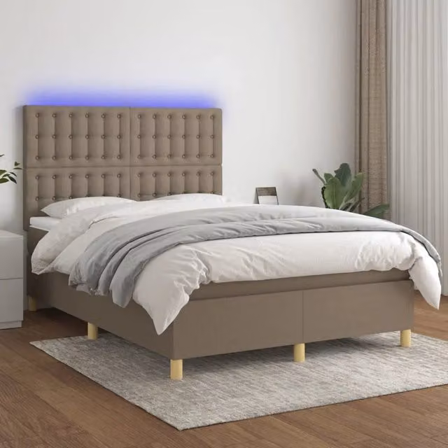 Letto Ibrido con Materasso e Illuminazione LED vidaXL in Tessuto, L/P/H: 140 x 200 cm