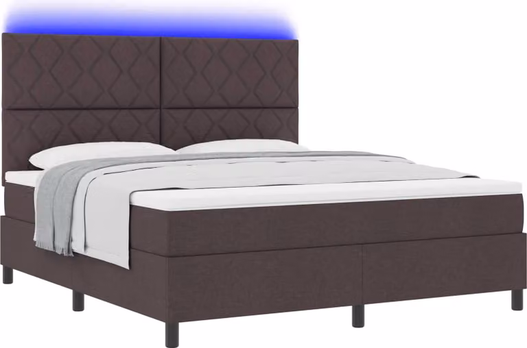 Letto a molle con materasso marrone scuro 180 x 200 cm in tessuto