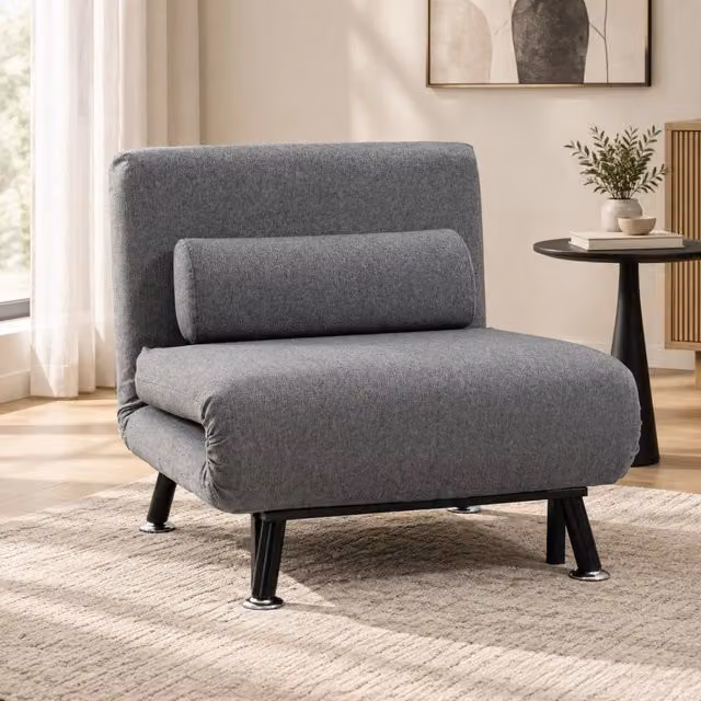 Poltrona letto 75x70x75 cm trasformabile in letto 180x75x25 cm in acciaio grigio scuro