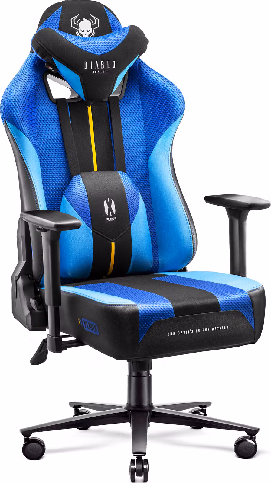 Diablo X-Player Gaming Chair Sedia da ufficio in tessuto 3D Braccioli Design ergonomico Cuscino collo/glutei Frost black King Size XL