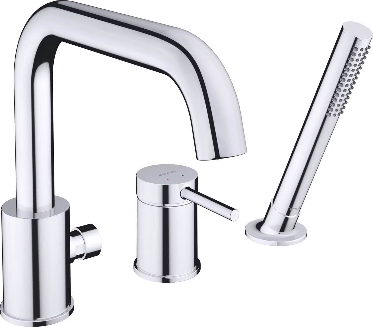 Miscelatore per vasca da bagno a 3 fori, con bocchetta di 215 mm, finitura cromata, per montaggio sul bordo della vasca