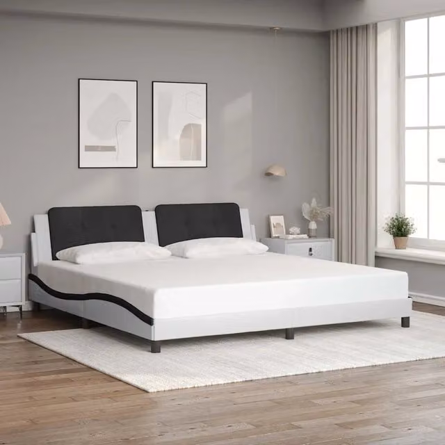 Giroletto senza materasso Zadar vidaXL in similpelle bianco e nero L/P/H: 200 x 200 x 74,5 cm – 1