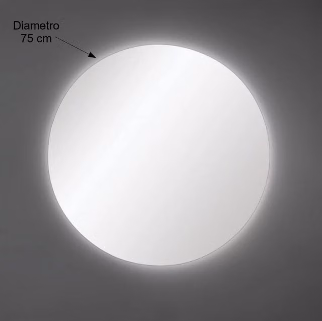 Specchio da Parete Rotondo Etrusca con Illuminazione LED Bianco Diametro: 75 cm