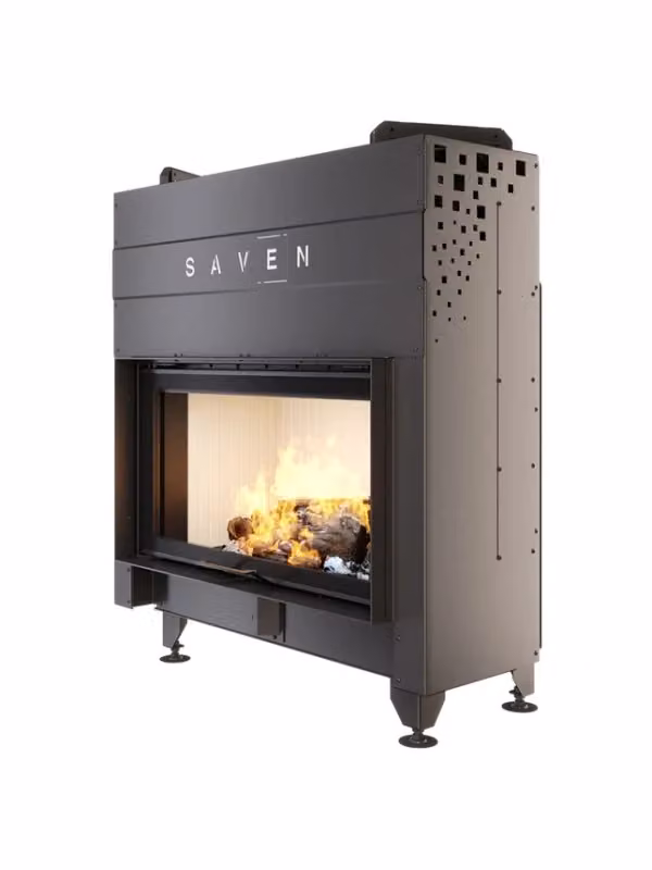 Inserto per camino a legna Outinfire Energy Up ECO in acciaio nero, potenza 19,0 kW – 2