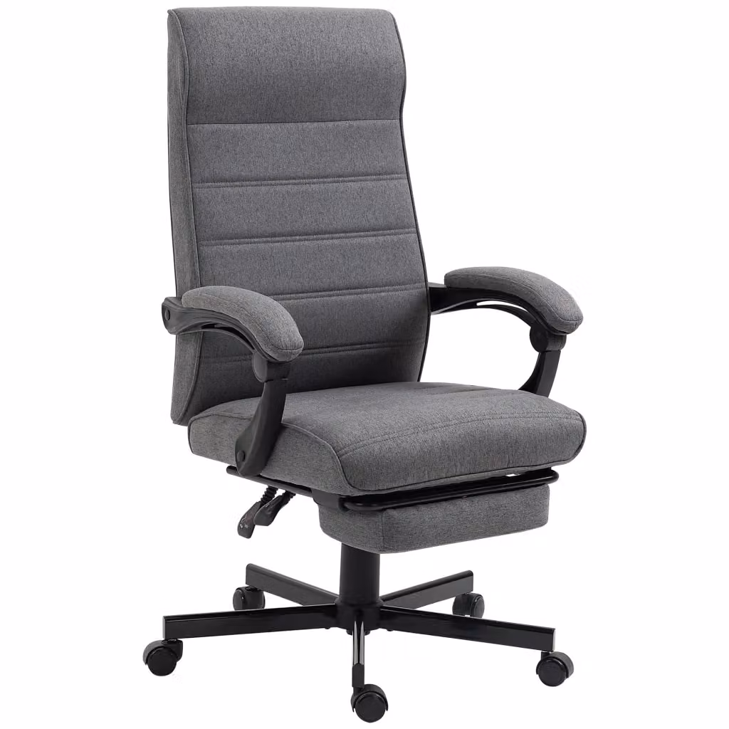 Sedia da Ufficio Ergonomica Zephmum Grigia con Poggiapiedi Retrattile e Braccioli L: 68 cm, P: 67 cm, H: 106-114 cm – 2
