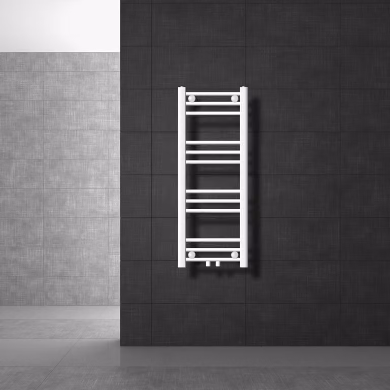 LuxeBath Radiatore da bagno Sahara 300x800 mm Bianco diritto con attacco centrale Radiatore Scaldasalviette Asciugasalviette Radiatore per asciugamani senza elemento riscaldante